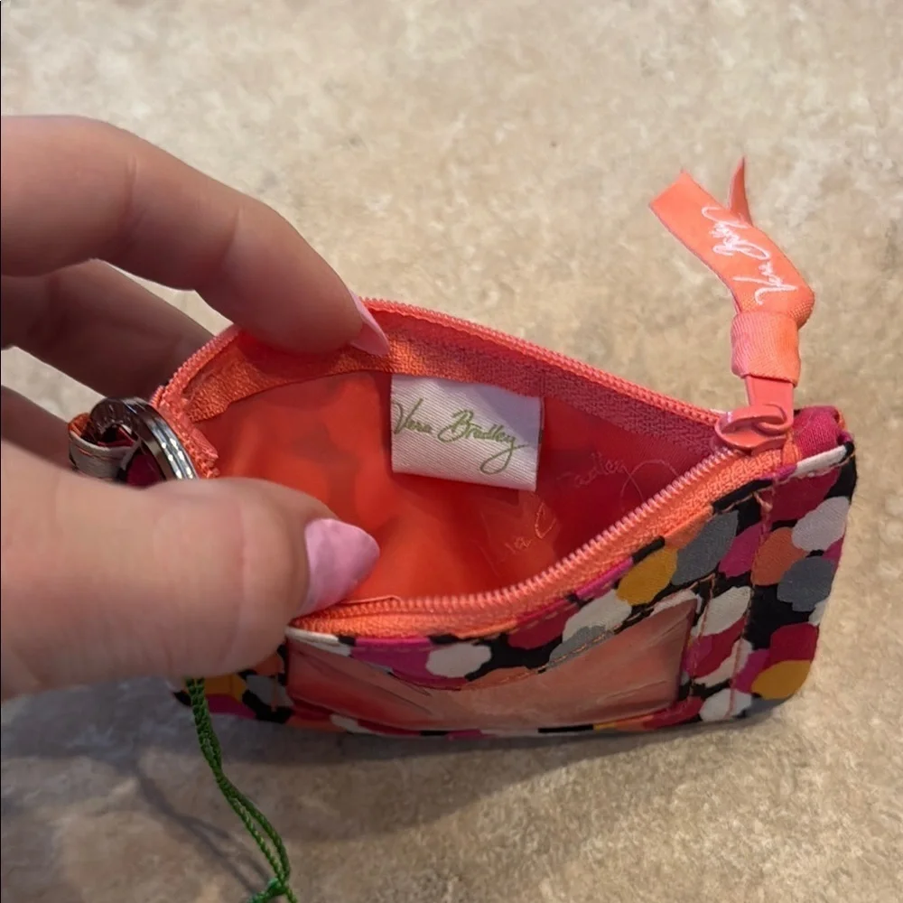 Vera Bradley Pink and Orange Key & Card Holder with Vibrant Design